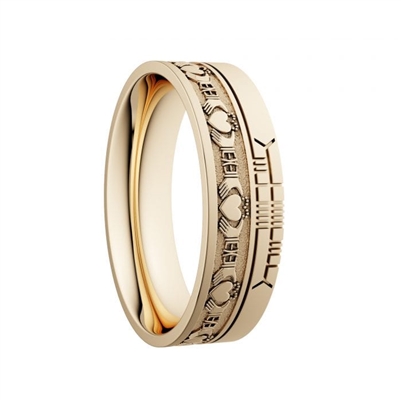10k Yellow Gold Unisex "Claddagh" Dual Celtic Designs Wedding Ring 7.2mm