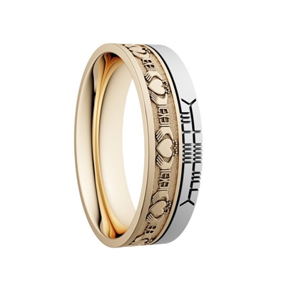 14k Gold Unisex "Claddagh" Dual Celtic Designs Wedding Ring 7.2mm