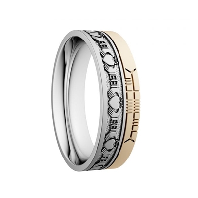 14k Gold Unisex "Claddagh" Dual Celtic Designs Wedding Ring 7.2mm