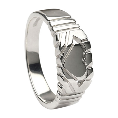 Platinum Contemporary Claddagh Ring 7mm