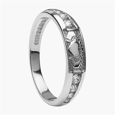 Platinum Diamond Claddagh Eternity Ring 4.4mm