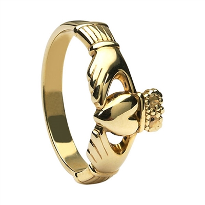 14k Yellow Gold Small Heavy Small Claddagh Ring 8.6mm