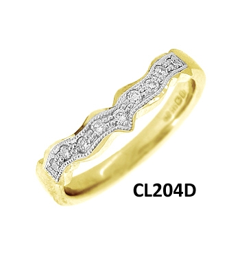 14k Yellow Gold Ladies Diamond Shaped Wedding Ring
