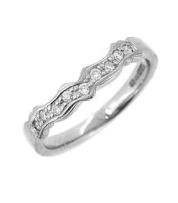 Platinum Ladies Sapphire & Diamond Shaped Wedding Ring