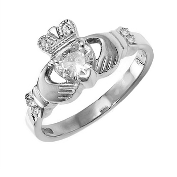 Details about   Diamond Claddagh Heart Ring 10K Yellow Gold or White Gold Irish Band .02ct 