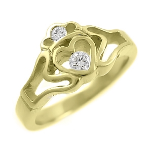 OUT OF STOCK - 14k Yellow Gold Ladies Diamond Claddagh Ring