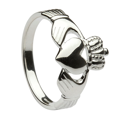 Sterling Silver Ladies Traditional Heavy Claddagh Ring 10mm - BEST SELLER