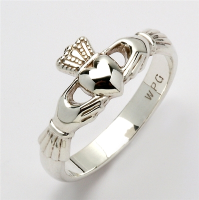 Sterling Silver Ladies Xtra Heavy Claddagh Ring 9.5mm