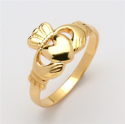 10k Yellow Gold Traditional Men's Claddagh Ring 13.5mm