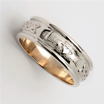 Platinum Ladies Claddagh Wedding Ring 7mm