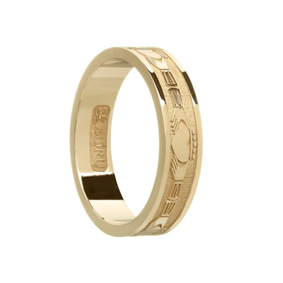10k Yellow Gold Ladies Claddagh Wedding Ring 5.2mm