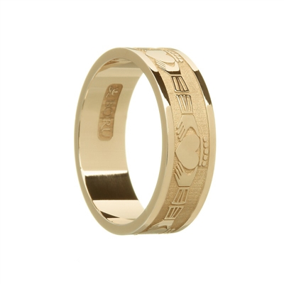 10k Yellow Gold Men's Claddagh Wedding Ring 7.2mm