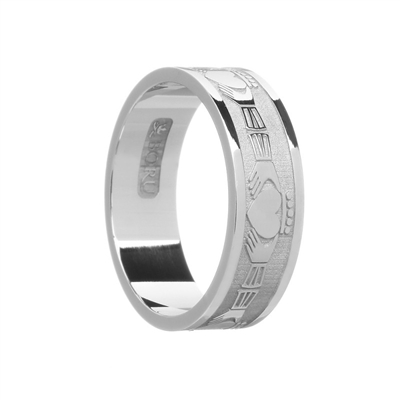 Sterling Silver Men's Claddagh Wedding Ring 7.2mm