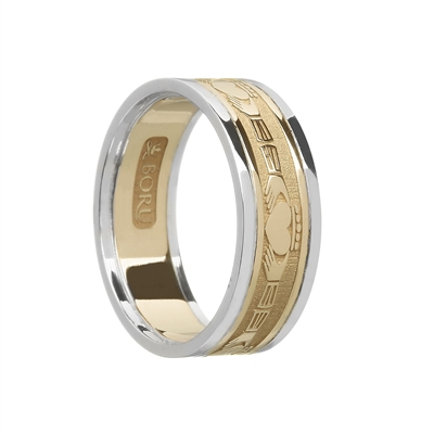 10k Yellow Gold Ladies Claddagh Wedding Ring 7.5mm
